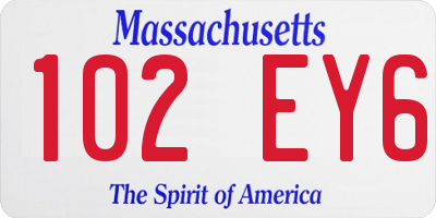 MA license plate 102EY6