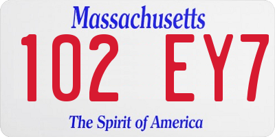 MA license plate 102EY7