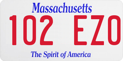 MA license plate 102EZ0