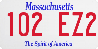 MA license plate 102EZ2