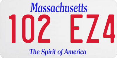 MA license plate 102EZ4