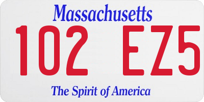 MA license plate 102EZ5