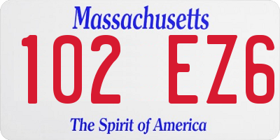 MA license plate 102EZ6