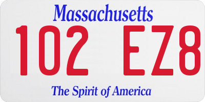 MA license plate 102EZ8