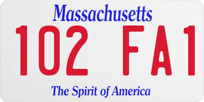 MA license plate 102FA1