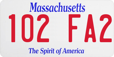 MA license plate 102FA2