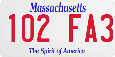 MA license plate 102FA3