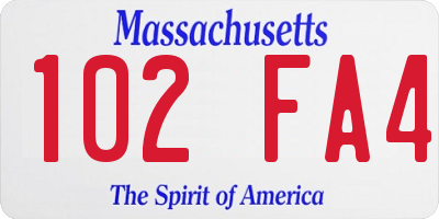 MA license plate 102FA4