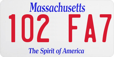 MA license plate 102FA7