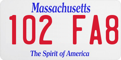MA license plate 102FA8