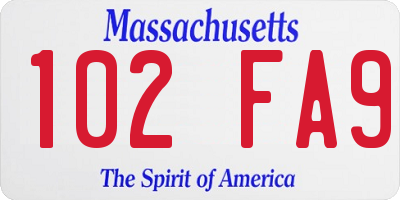 MA license plate 102FA9