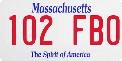 MA license plate 102FB0