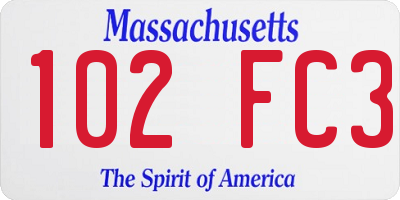 MA license plate 102FC3