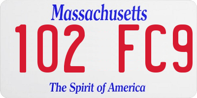 MA license plate 102FC9