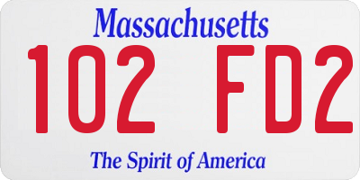 MA license plate 102FD2