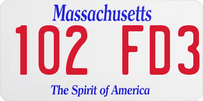 MA license plate 102FD3