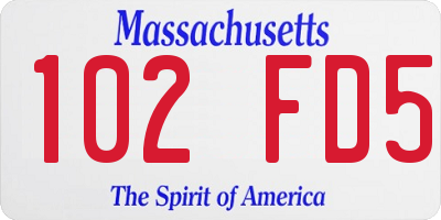 MA license plate 102FD5