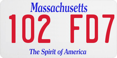 MA license plate 102FD7