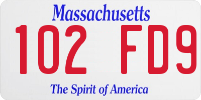 MA license plate 102FD9