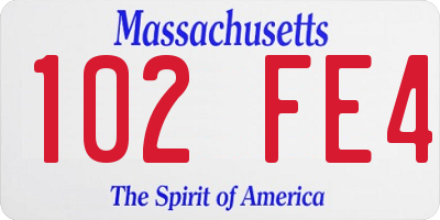 MA license plate 102FE4