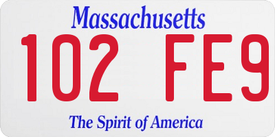 MA license plate 102FE9