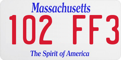 MA license plate 102FF3