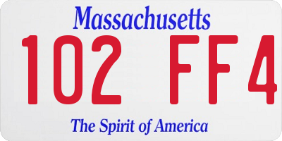 MA license plate 102FF4