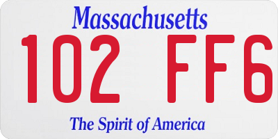 MA license plate 102FF6