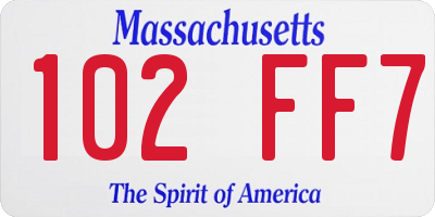 MA license plate 102FF7