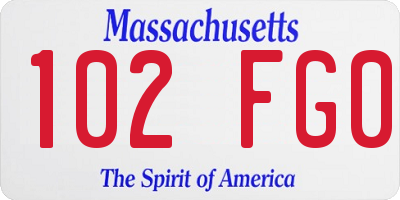 MA license plate 102FG0