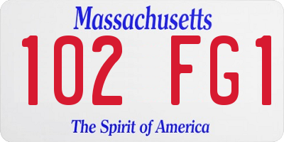 MA license plate 102FG1