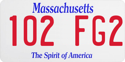 MA license plate 102FG2