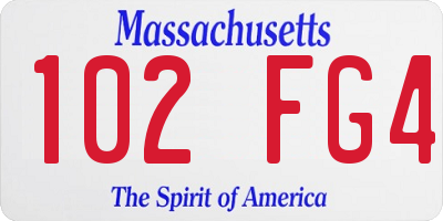 MA license plate 102FG4