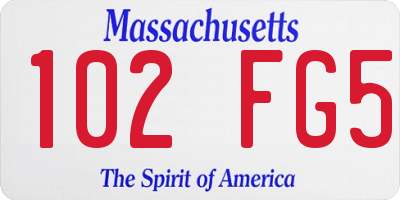 MA license plate 102FG5