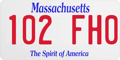 MA license plate 102FH0