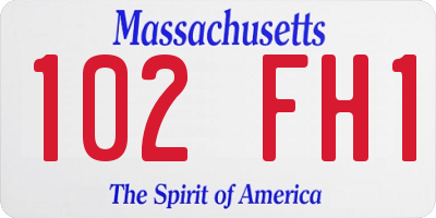 MA license plate 102FH1