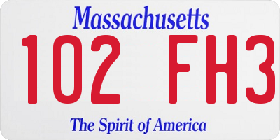 MA license plate 102FH3