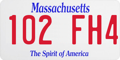 MA license plate 102FH4