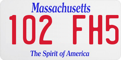 MA license plate 102FH5