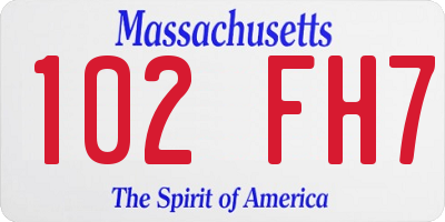 MA license plate 102FH7