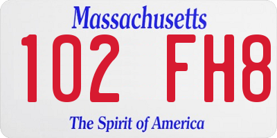 MA license plate 102FH8