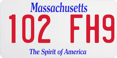 MA license plate 102FH9