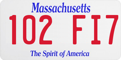 MA license plate 102FI7