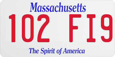 MA license plate 102FI9