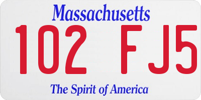 MA license plate 102FJ5
