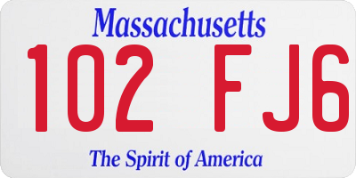 MA license plate 102FJ6