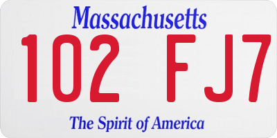 MA license plate 102FJ7