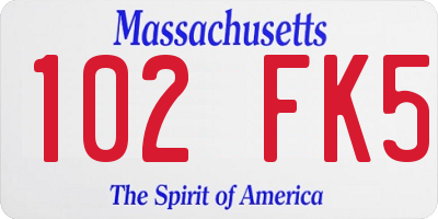 MA license plate 102FK5