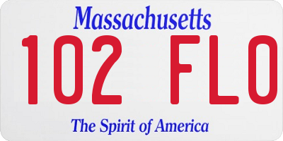 MA license plate 102FL0