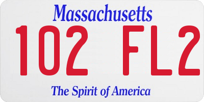 MA license plate 102FL2